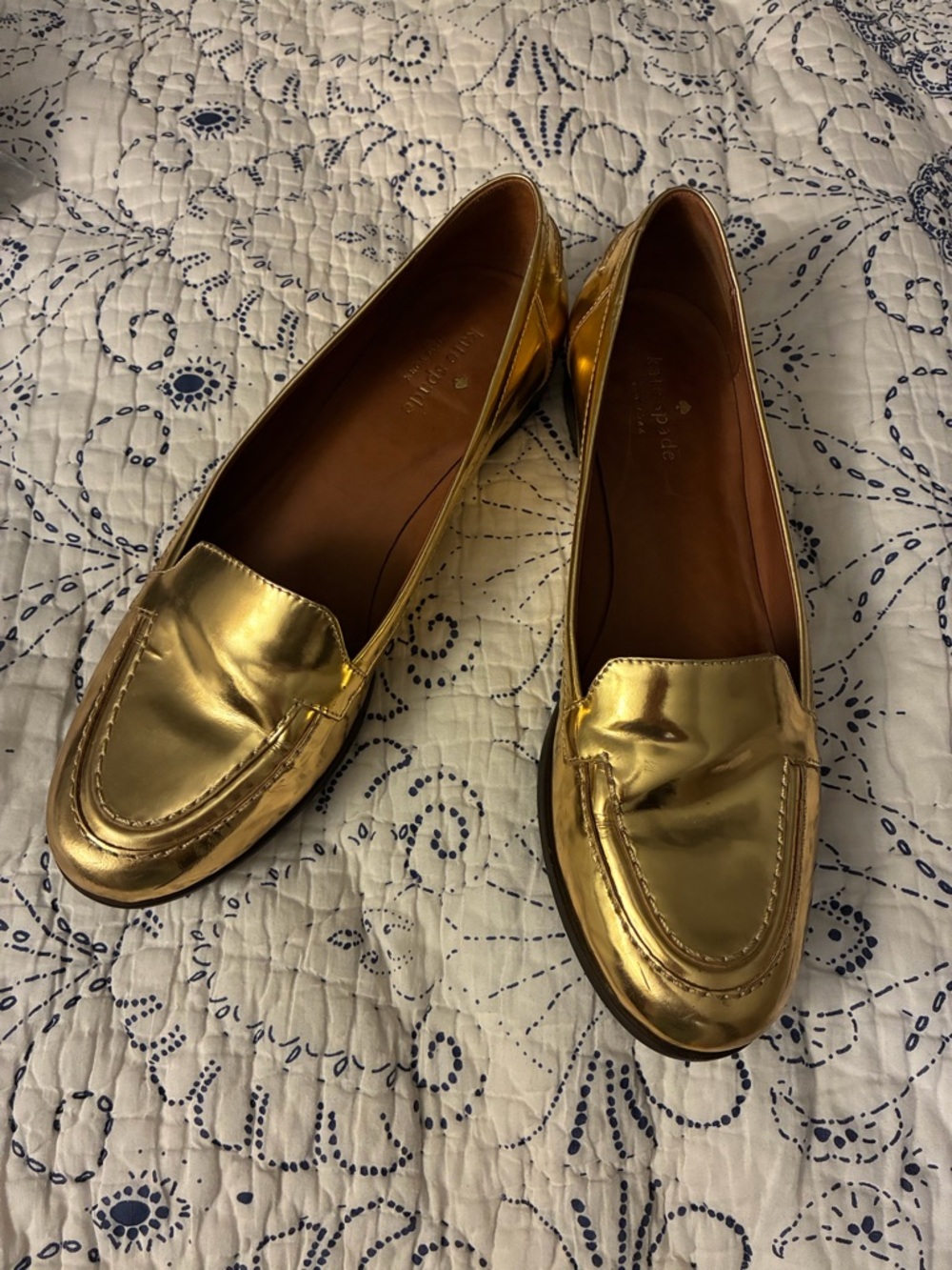 Kate Spade Gold Women's Slip-On Loafers - size 9.5
